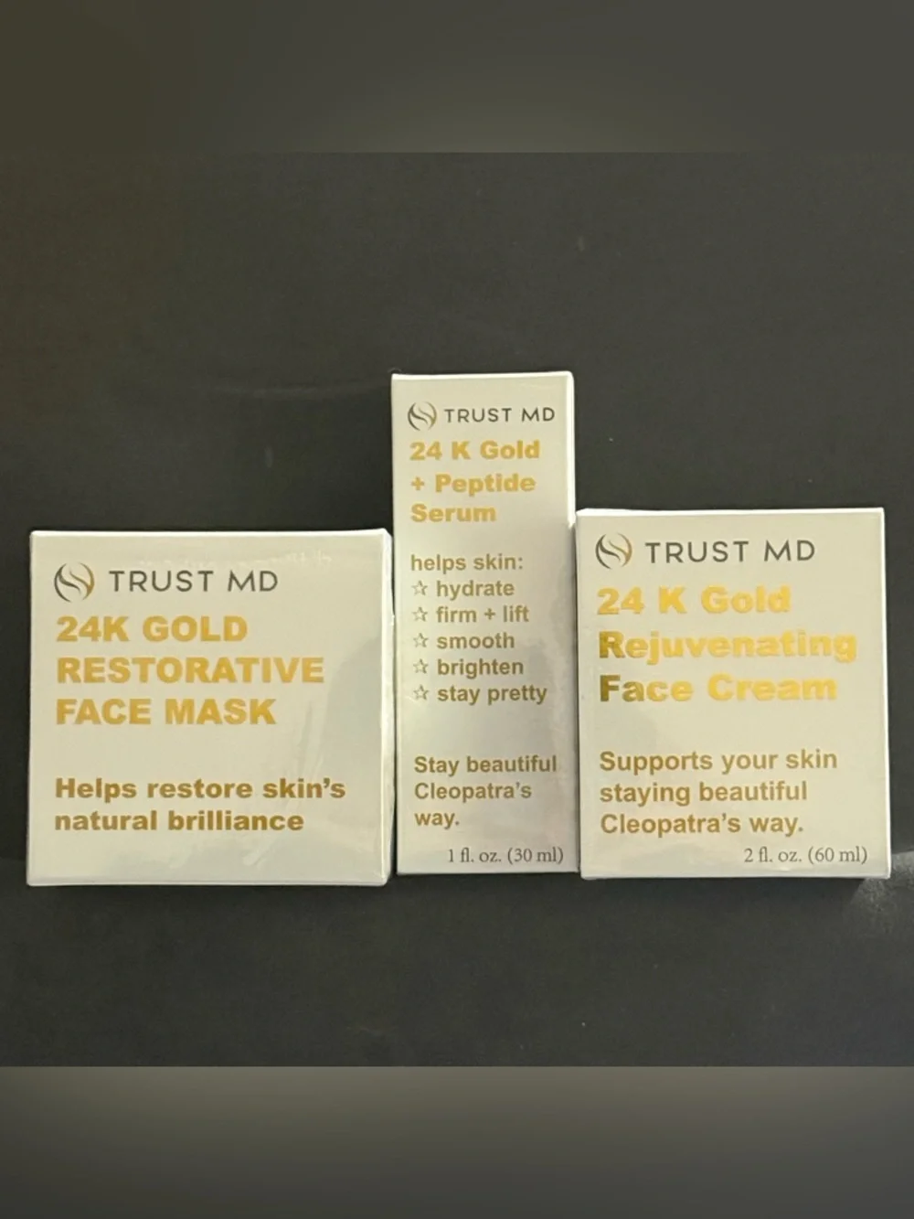 TRUST MD 24K Gold Face Cream, Face Mask & Peptide Serum Skincare Set